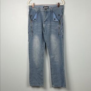 Imperious men's 30x32 zipper detail slim straight leg denim jeans
